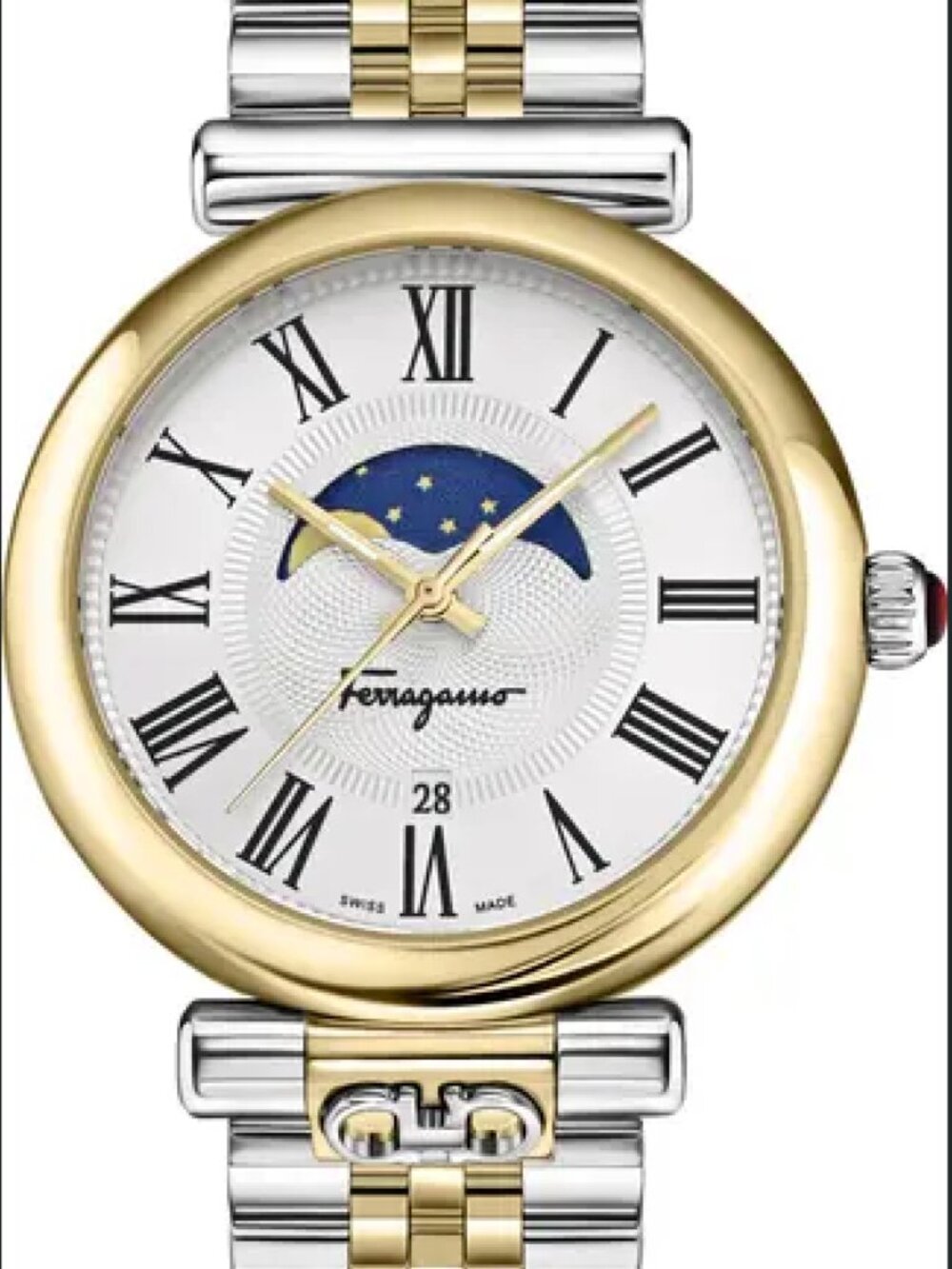 Brand New Ferragamo Ora Moonphase Two-Tone Watch 40mm